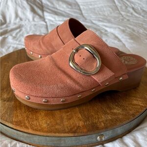 Vince Camuto Coral Suede Mules with Buckle